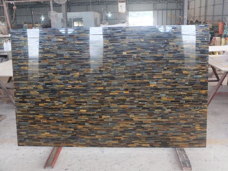 Blue Yellow Tiger Eyes Agate Slab