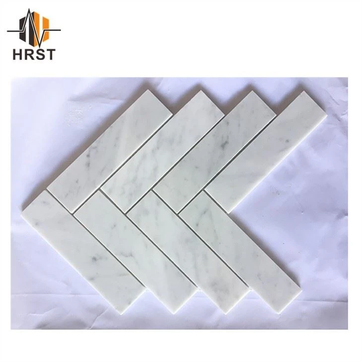 Bianco Carrara White Marble Herringbone Mosaic