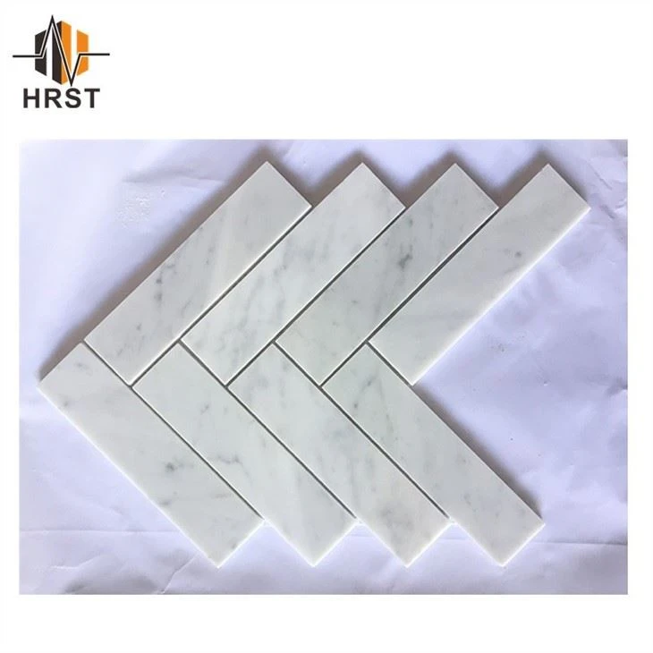 Bianco Carrara White Marble Herringbone Mosaic